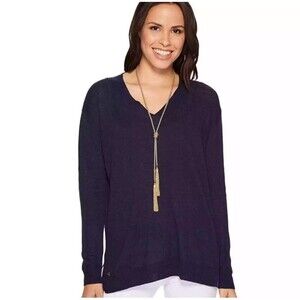 Lilly Pulitzer Blaine Tunic Sweater Preppy  True Navy Size S Linen Blend Casual